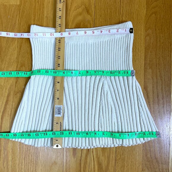 Reformation Skirt Knit Ribbed Ivory Mini Organic Cotton (S) - Picture 9 of 9